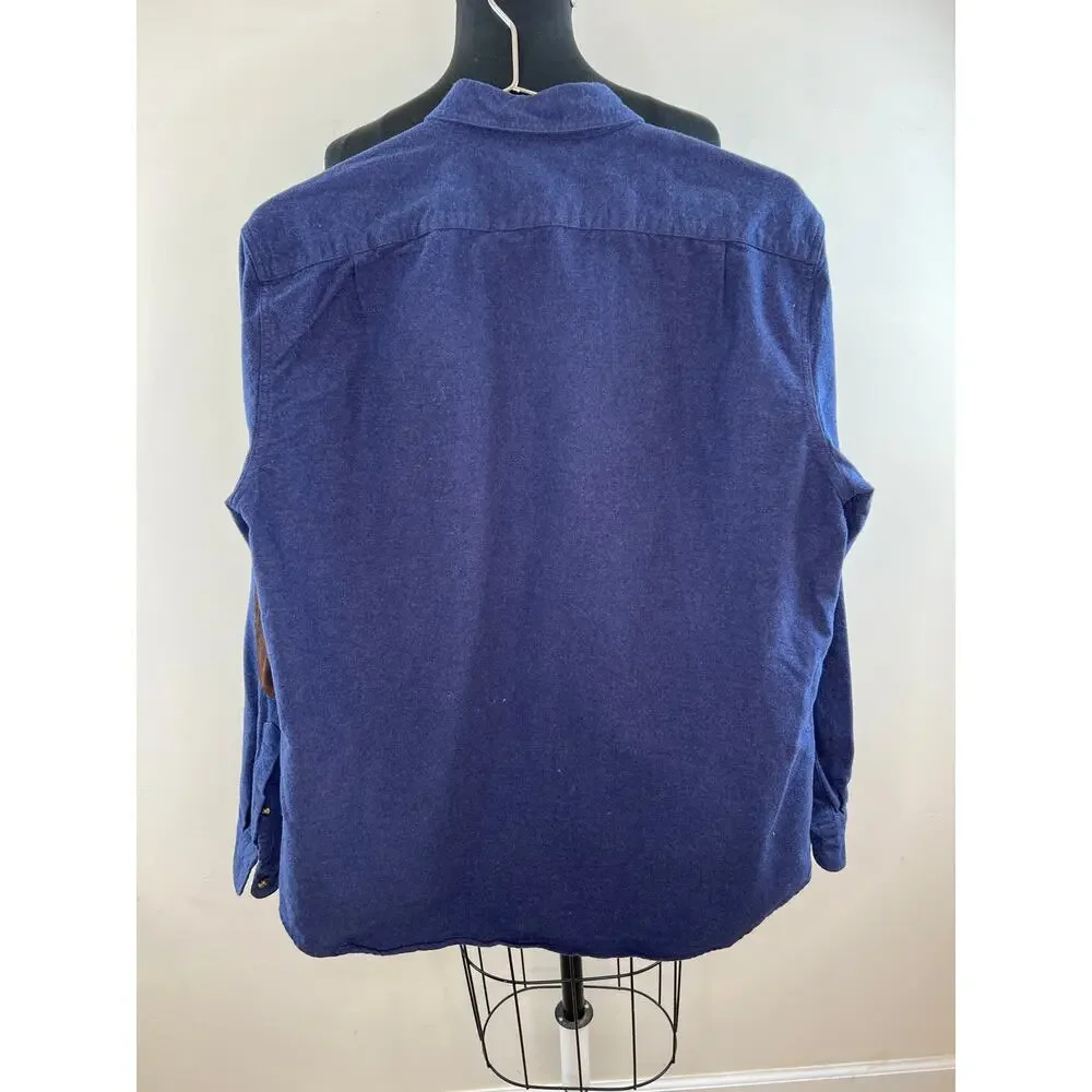 J Crew BLUE Chamois Button Down Suede Elbow Patch Long Sleeve Shirt 06791 Men XL